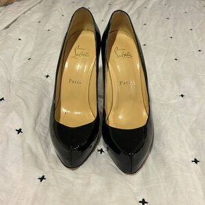Louboutin black leather heels